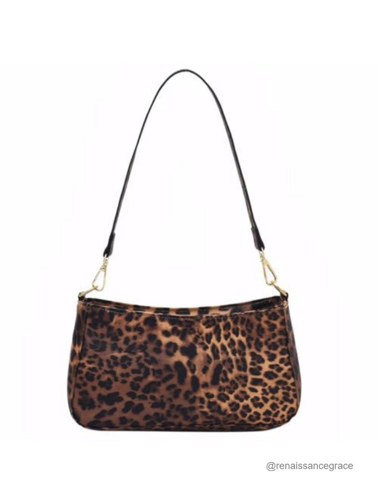 Small Vegan Leather Shoulder Bag Women's Leopard Print Clutch Purse Tote